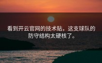 看到<strong>开云官网</strong>的技术贴，这支球队的防守结构太硬核了。